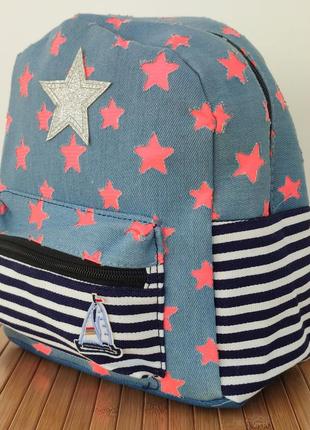 Детский текстильный рюкзак "звездочка" для девочки до 10 литров размер 26*23*13 см цвет бирюзовый