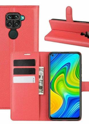 Чехол-книжка с карманами для карт на xiaomi redmi 10x / note 9 цвет красный
