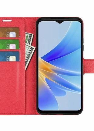 Чохол книжка з кишенями для карт на oppo a17 / a17k колір червоний2 фото