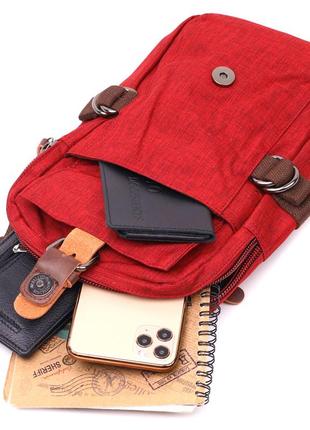 Стильна плечова сумка для чоловіків із щільного текстилю vintage 22189 бордовий5 фото