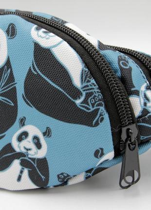 Сумка бананка панда, детская/подростковая сумка бананка на пояс синяя с рисунком топ4 фото