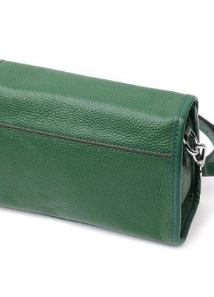 Компактна жіноча шкіряна сумка з напівкруглим клапаном vintage 22260 зелена2 фото
