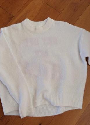 Новий білий светр з написом на спині h&m