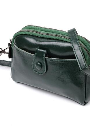 Кожаная женская сумка с глянцевой поверхностью vintage 22420 зеленый1 фото