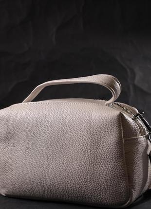 Женская прямоугольная сумка на два отделения из натуральной кожи vintage 22344 белая7 фото