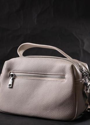 Женская прямоугольная сумка на два отделения из натуральной кожи vintage 22344 белая8 фото