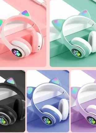 Дитячі блютуз навушники бездротові "cat ear" vzv-23m bluetooth навушники з котячими вушками та підсвічуванням2 фото