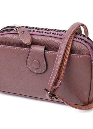Замечательная сумка-клатч в стильном дизайне из натуральной кожи 22126 vintage пудровая1 фото