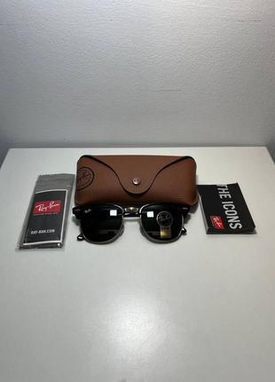 Сонцезахисні окуляри ray-ban rb3016 w0365 clubmaster square sunglasses black on gold/g-15 green 51mm8 фото