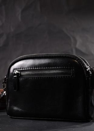 Удивительная женская кожаная сумка с глянцевой поверхностью vintage 22422 черный8 фото