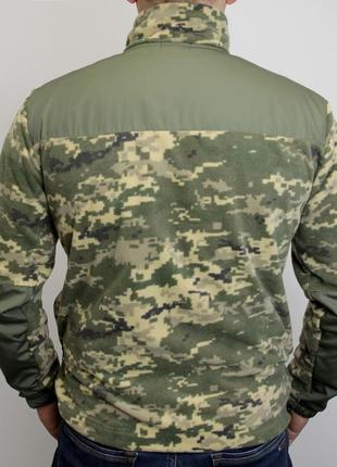 Тактична кофта піксель (розмір s) флісова на замку, з липучками для шевронів, фліска чоловіча військова хакі камуфляжна з кишенями