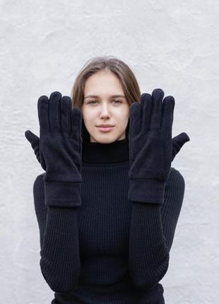 Сенсорні флісові перчатки without creen 4-2 black6 фото