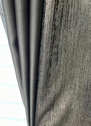 Готові штори на люверсах, лілово-сірі, сатин із парчів4 фото