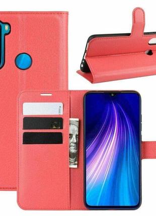 Чехол-книжка с карманами для карт на xiaomi redmi note 8t цвет красный