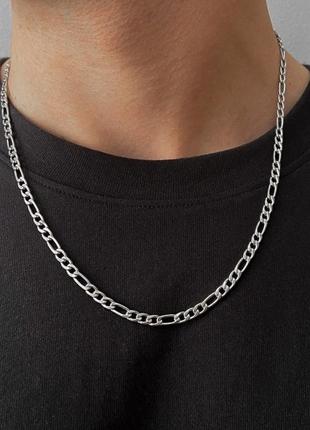 Мужская металлическая серебряная цепочка на шею, подвеска из стали ширина 5 мм3 фото