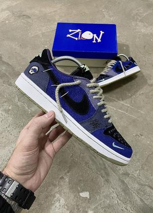 Мужские кроссовки синие в стиле nike air jordan 1 low voodoo alternate