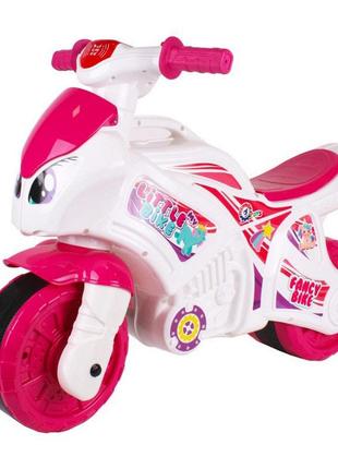 Каталка-біговець "мотоцикл" технок 6368txk біло-рожевий музичний