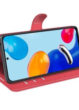 Чехол-книжка с карманами для карт на xiaomi redmi note 11 4g / 11s / note 12s цвет красный3 фото