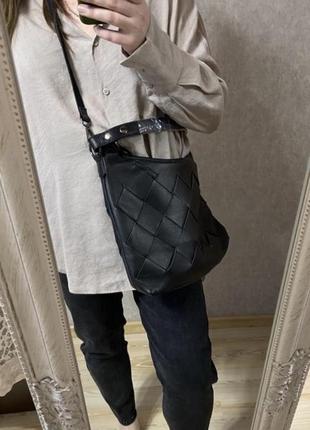 Нова шкіряна стильна плетена сумка з короткою та довгою ручкою9 фото
