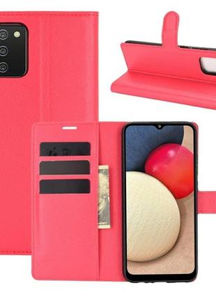 Чохол книжка з кишенями для карт на samsung galaxy a03s колір червоний