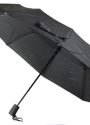 Мужской надежный складной зонт полуавтомат черного цвета. 10 спиц антиветер от bellisimo. топ2 фото