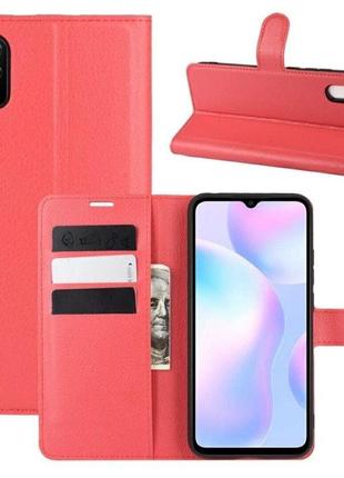 Чехол-книжка с карманами для карт на xiaomi redmi 9a цвет красный