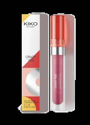 Цветной блеск для губ kiko milano, придающий объём crazy '90s give me more volumizing gloss 03 spice lips2 фото