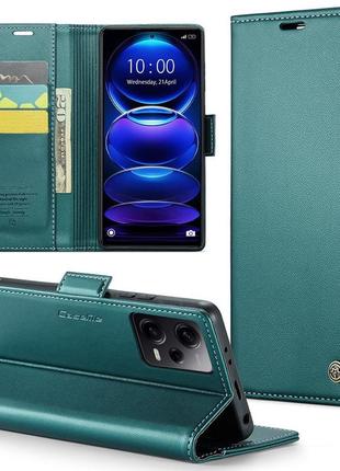 Кожаный чехол-книжка retro case для xiaomi redmi note 12 pro 5g / poco x5 pro цвет зелёный