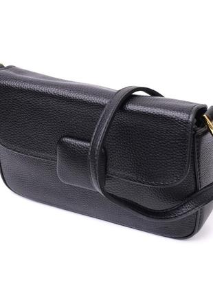 Лаконичная сумка с жестким каркасом из натуральной кожи vintage 22391 черная