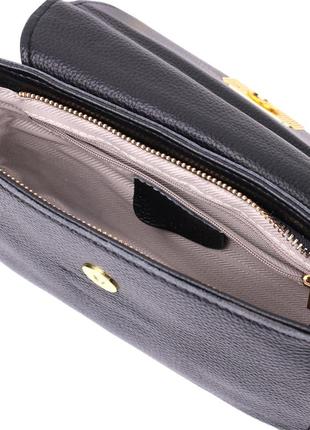 Лаконичная сумка с жестким каркасом из натуральной кожи vintage 22391 черная6 фото