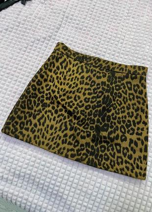 Леопардовая мини юбка, размер s m2 фото