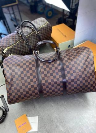 Дорожная сумка louis vuitton коричневая шашка c097