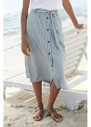 Полосатая миди -юбка на пуговицах next 12-14 размер