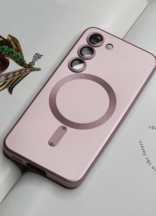 Чохол для samsung s23 plus. рожевий матовий колір, з захистом камери
