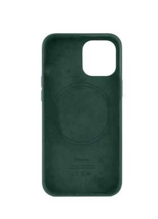 Чохол для смартфона leather aaa full magsafe ic for iphone 15 pro fir green2 фото