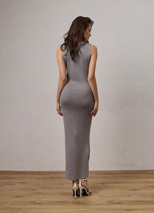 Вязанное трикотажное платье без рукавов платье-майка миди длинное платье с широкими бретелями6 фото