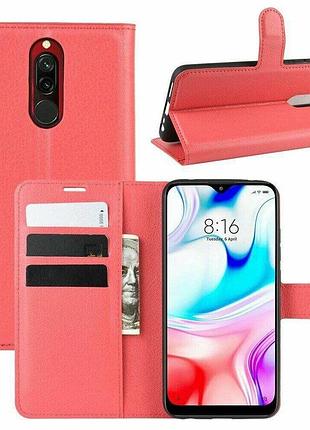 Чохол книжка с карманами для карт на xiaomi redmi 8 колір червоний