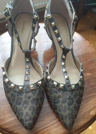 Стильные туфли лодочки graceland 37 размера леопардовый принт люрекс.4 фото