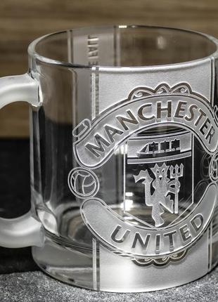 Чашка для чая и кофе с гравировкой fc manchester united фк манчестер юнайтед