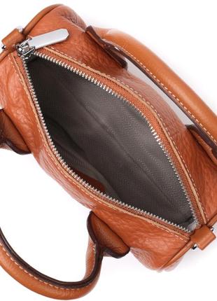 Женская сумка с металлическими акцентами на ручках из натуральной кожи vintage 22367 коричневая4 фото