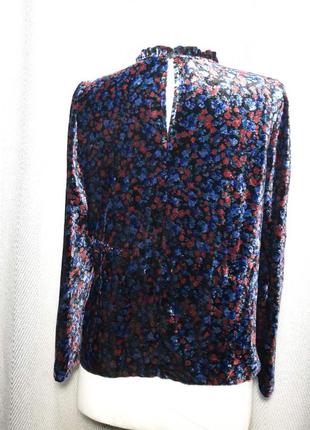 Жіноча натуральна велюрова кофта gap блуза, блузка дрібна квітка  велюр віскоза2 фото