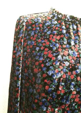 Жіноча натуральна велюрова кофта gap блуза, блузка дрібна квітка  велюр віскоза10 фото