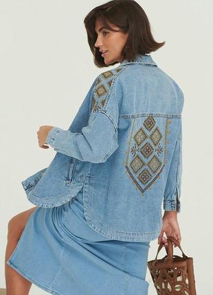 Жіноча джинсова сорочка з вишивкою туреччина