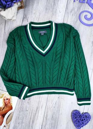 Жіночий пуловер primark в'язаний светр візерунок коси зеленого кольору розмір м (46)2 фото