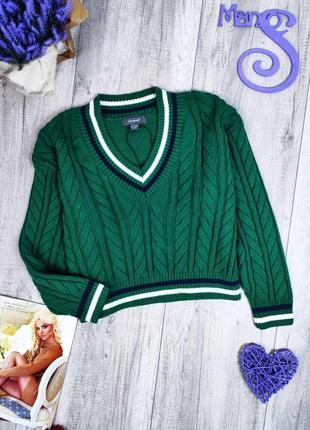 Жіночий пуловер primark в'язаний светр візерунок коси зеленого кольору розмір м (46)
