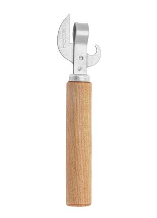 Нож консервный открывачка для банок и консервов с деревянной лакированной ручкой 16 см7 фото