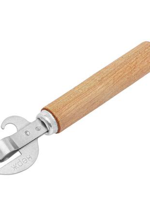 Нож консервный открывачка для банок и консервов с деревянной лакированной ручкой 16 см6 фото