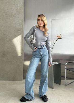 Жіночі брюки штани джинси палаццо 0028 широкі кльош труби блакитні (25, 26, 27, 28, 29 розміри) туреччина2 фото