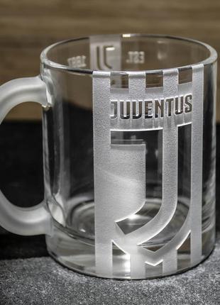 Чашка для чая и кофе с гравировкой fc juventus фк ювентус