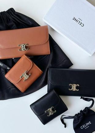 Кошелек кошелек в стиле celine кожа черный карамель